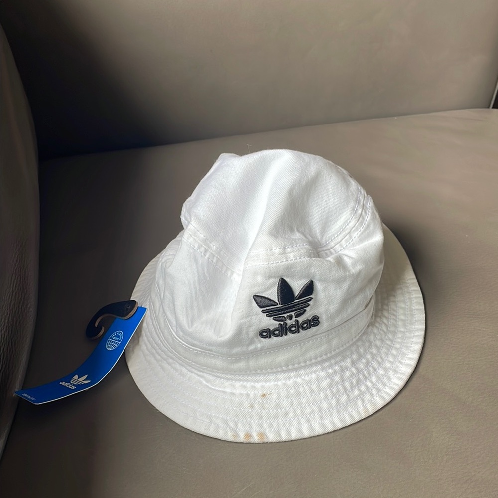 Adidas Classic White Youth Originals Washed Bucket Hat
